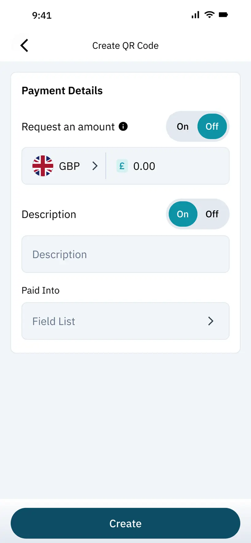 Enter QR code payment details in the iFAST Business app