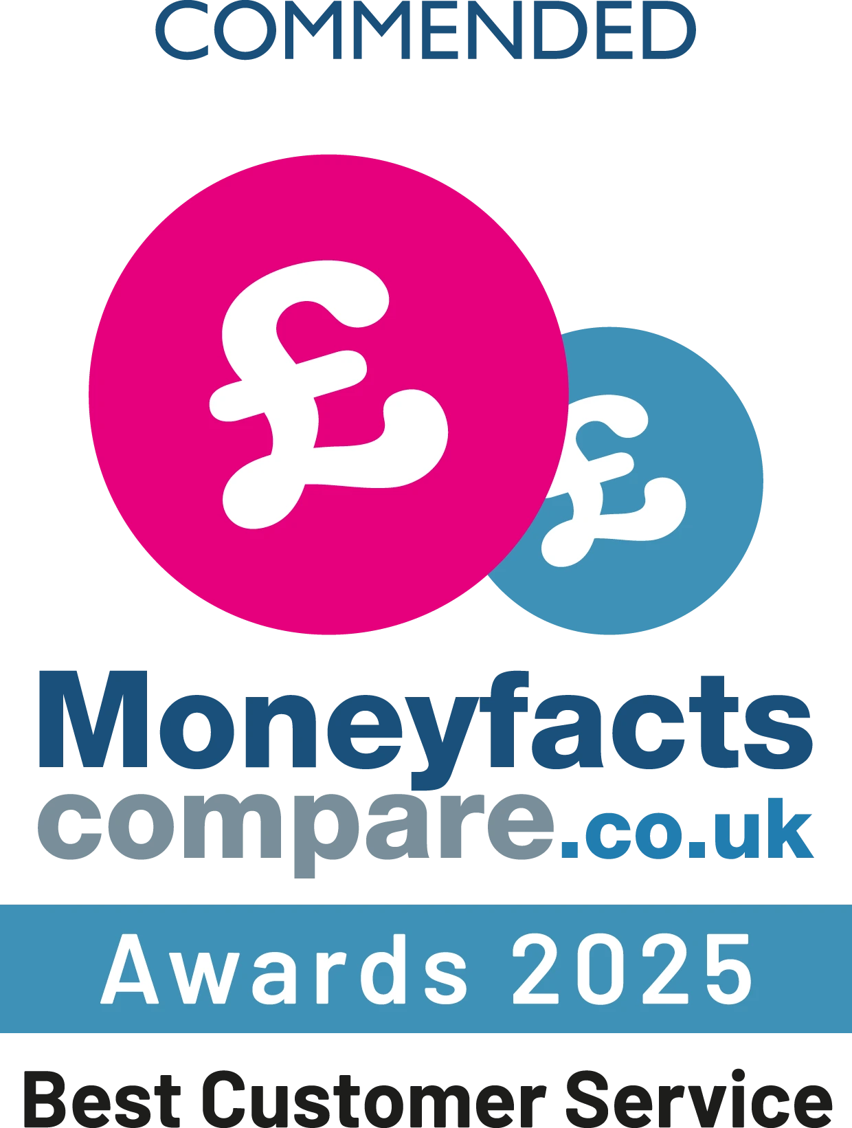 Moneyfacts Commended Best Customer Service Award 2025