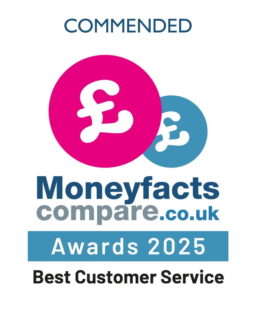 Moneyfacts Commended Best Customer Service Award 2025
